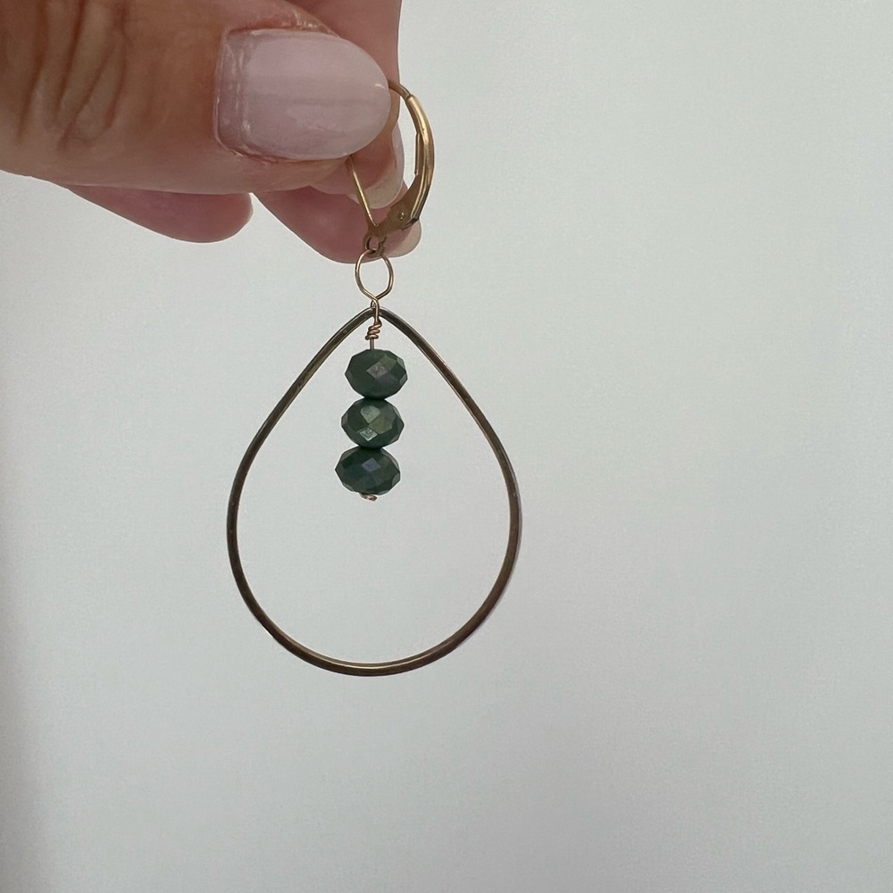 Chic Gold and Green Beaded Earrings